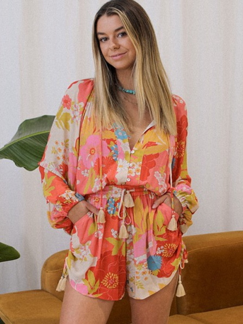 SPELL Tyler Romper in Chili Size Small